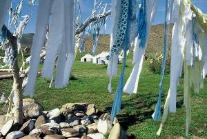 Prayer flags and yurts